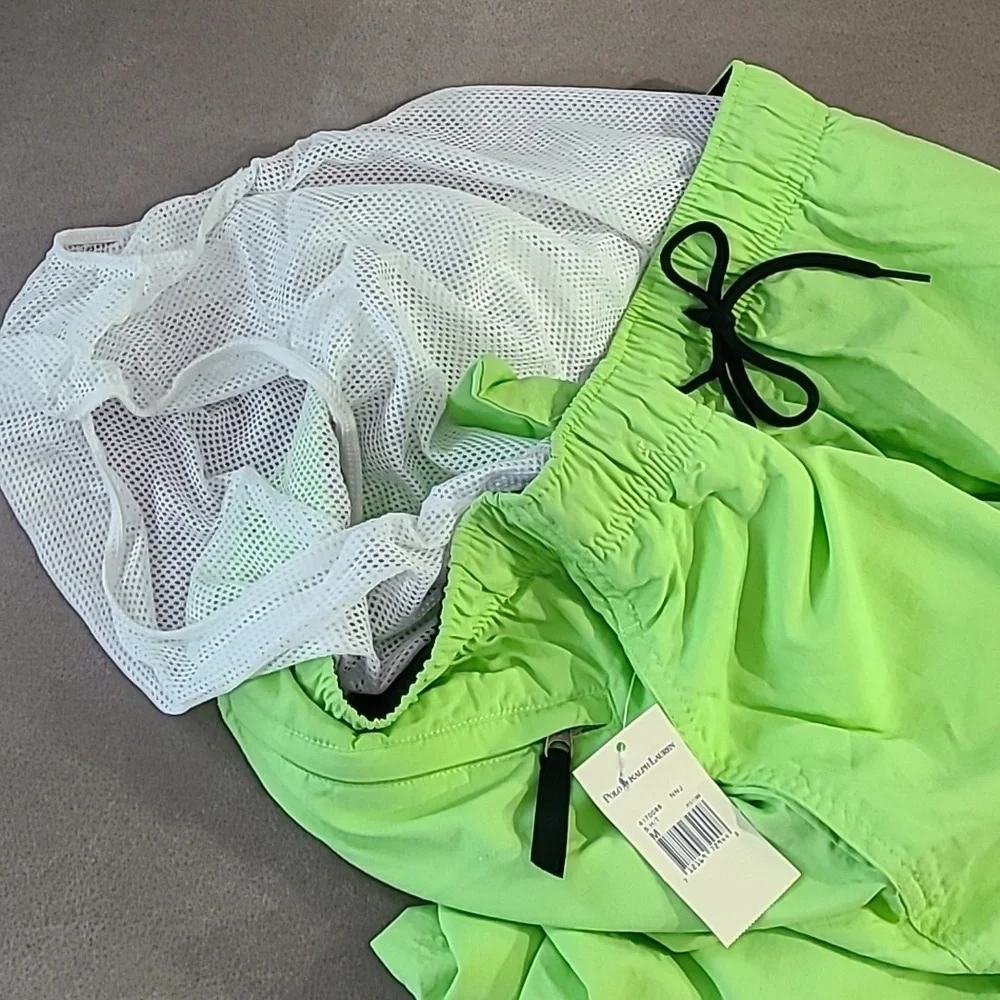 Vtg Polo Ralph Lauren swim trunks light lime green 3 pockets men's‎ M NWT